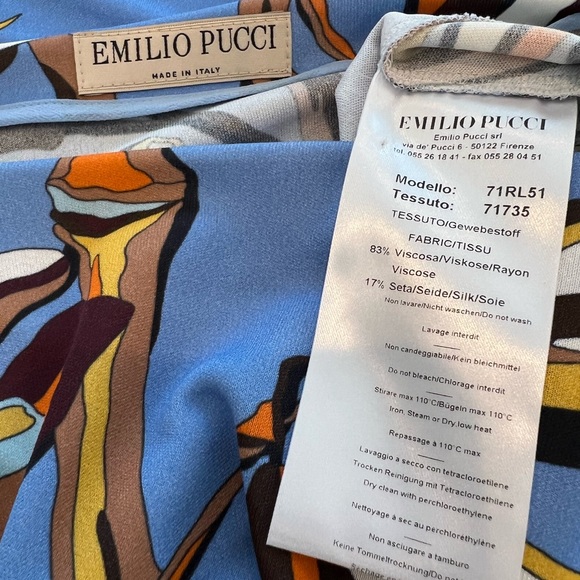 EMILIO PUCCI BLUE MULTI BAMBOO DRESS MODEL 71RL51 SIZE IT 40 / US 6 NWOTS! - Picture 13 of 17